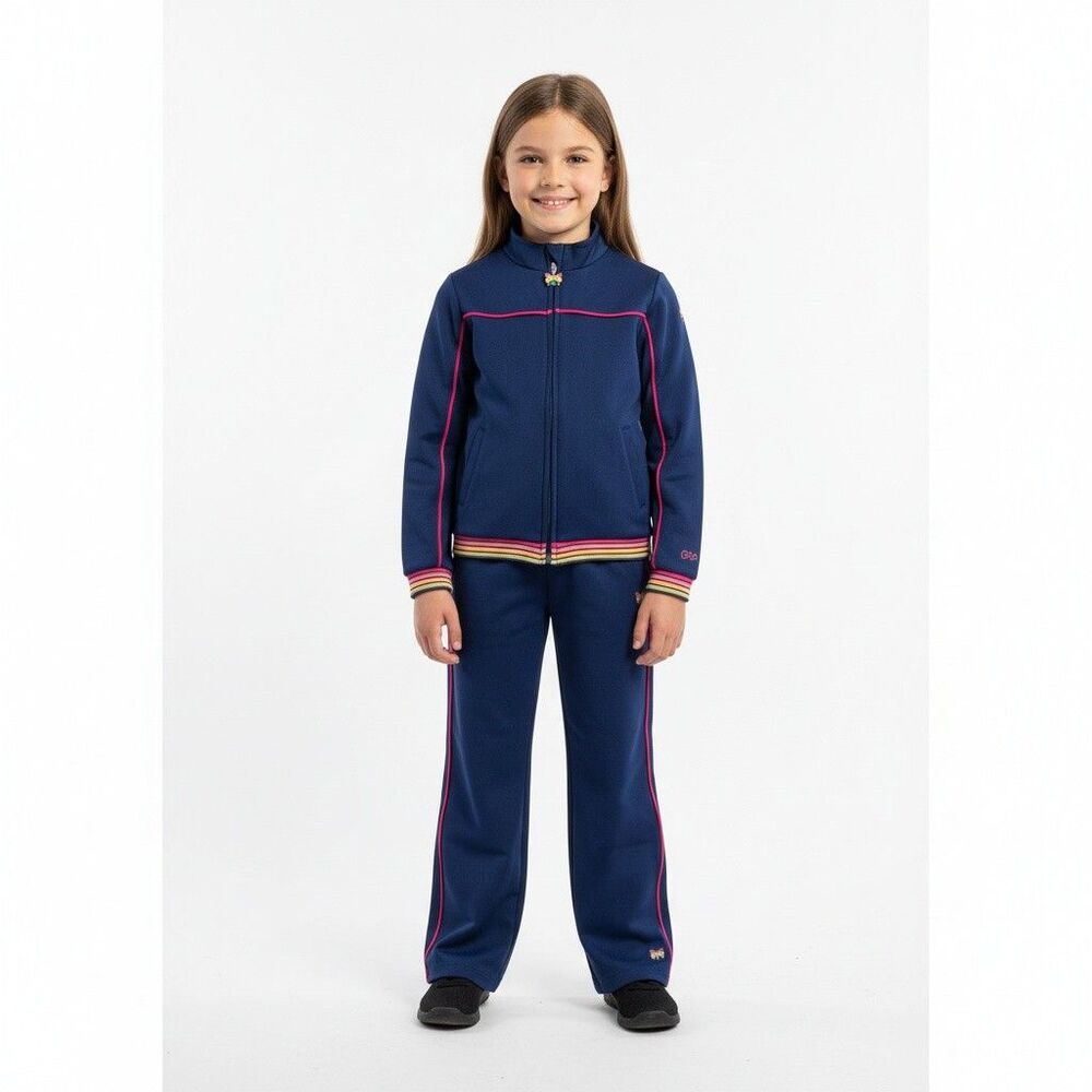 Gap Rainbow Tracksuit Set Girls 8 Navy Blue Winter Warm Cozy Jacket Pants Outfit